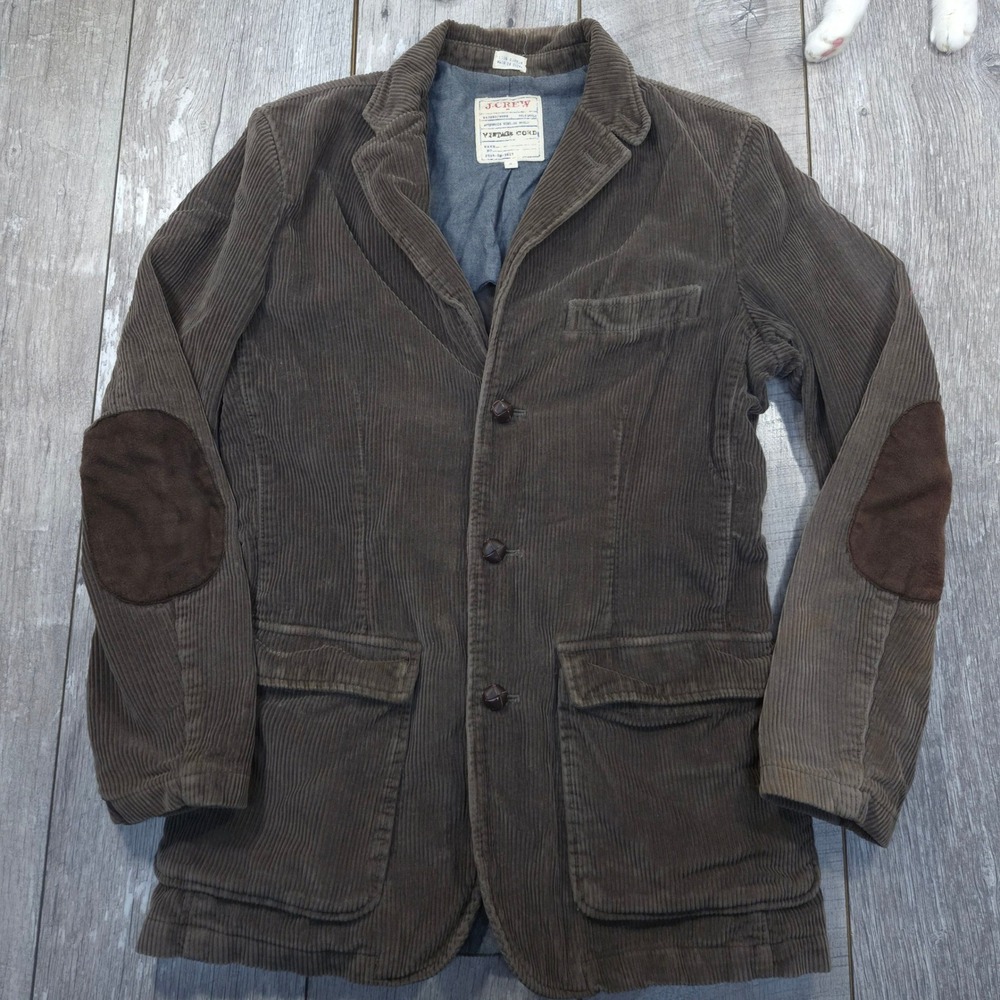 J.Crew Blazer Mens Small Brown Vintage Cord Elbow Patch Corduroy Sport Coat